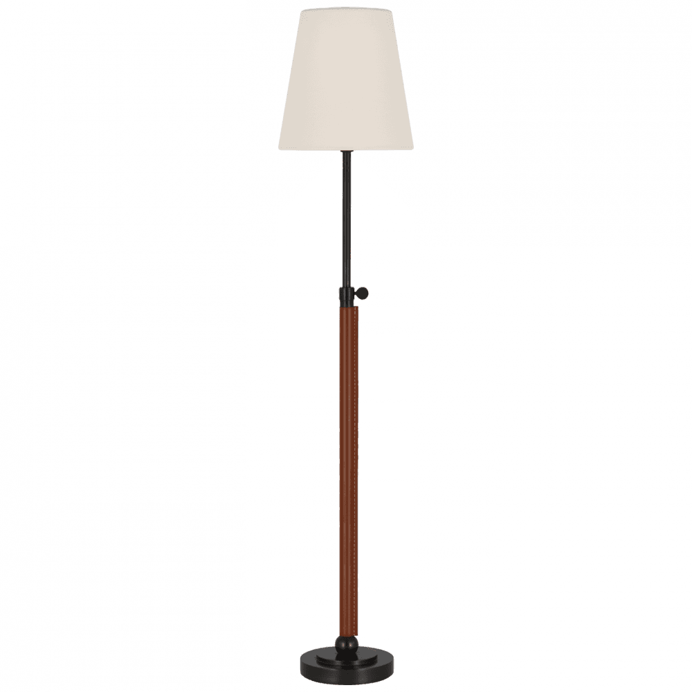 Visual Comfort Signature Bryant Wrapped Table Lamp Bronze and Saddle Leather