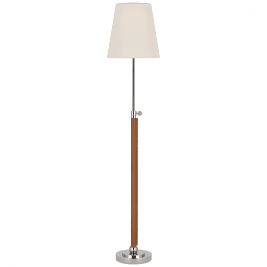 Visual Comfort Signature Bryant Wrapped Table Lamp Polished Nickel and Natural Leather
