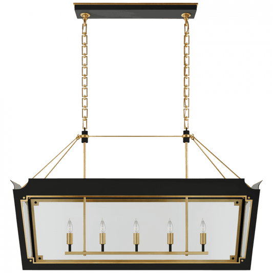 Visual Comfort Signature Caddo Linear Chandelier Matte Black and Gild