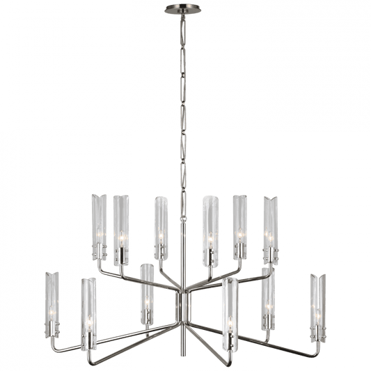 Visual Comfort Signature Casoria Large Two-Tier Chandelier Polished Nickel