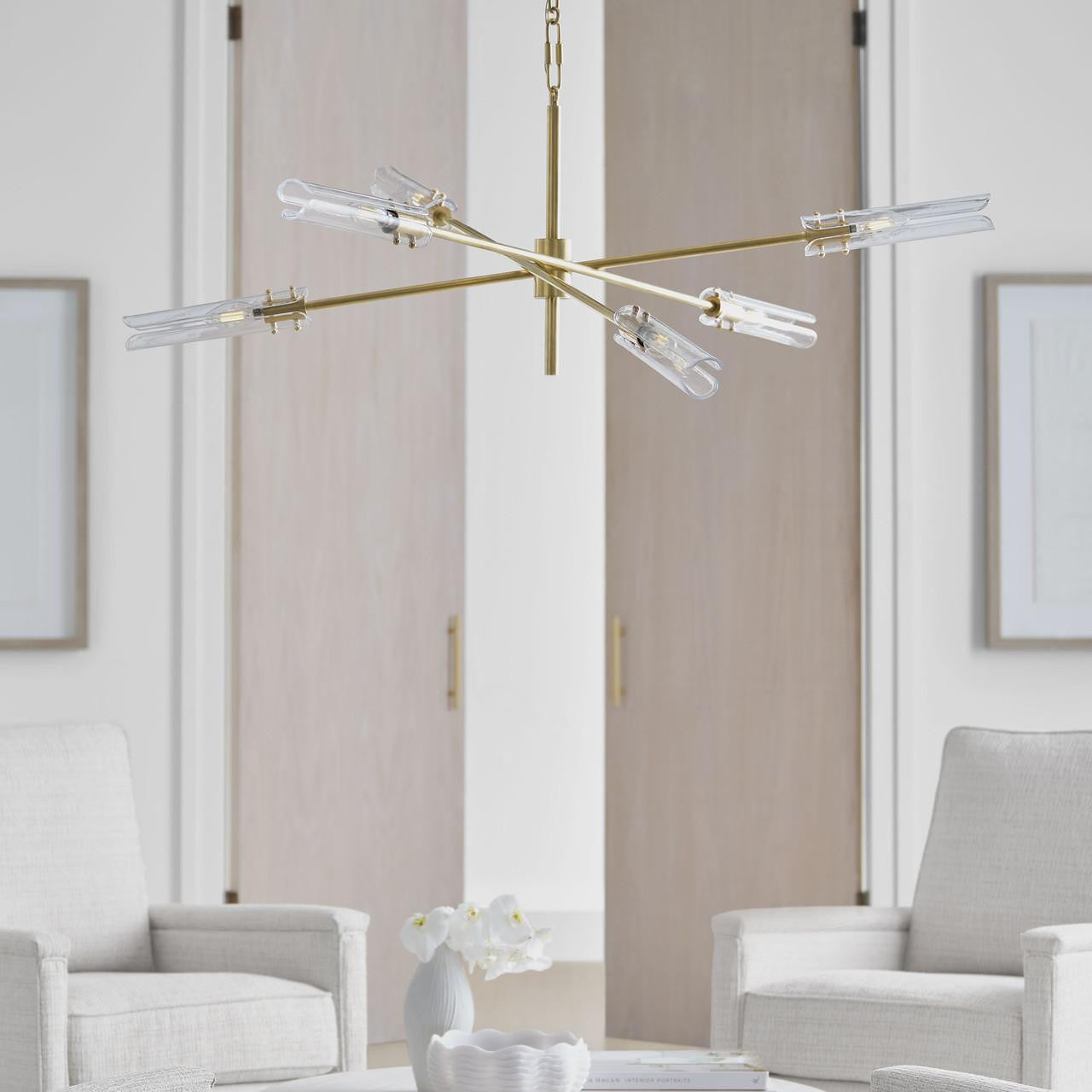 Visual Comfort & Co. Signature Collection Casoria X-Large Radial Chandelier, 6-Light, LED, Hand-Rubbed Antique Brass, 45.75"W (ARN 5488HAB-CG CX600)