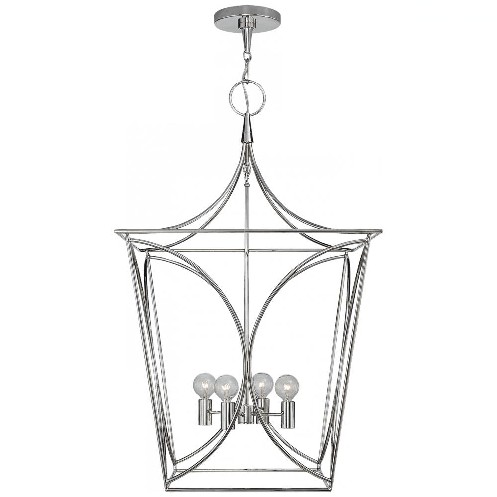 Visual Comfort & Co. Signature Collection Cavanagh Lantern Pendant, 4-Light, Polished Nickel, 19"W (KS 5145PN CHVF8)