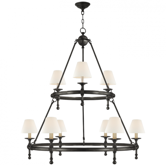 Visual Comfort Signature Classic Two-Tier Ring Chandelier Bronze