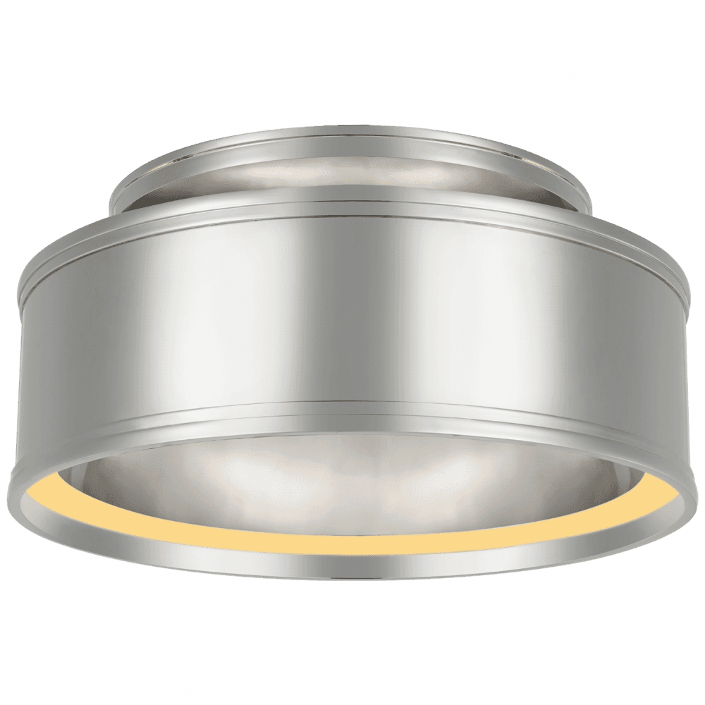 Visual Comfort & Co. Signature Collection Connery Flush Mount, 1-Light, LED, Polished Nickel, 14"W (CHC 4611PN D03RY)