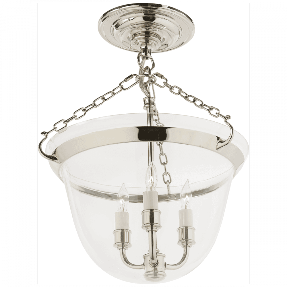 Visual Comfort Signature Country Bell Jar Semi-Flush Mount Polished Nickel