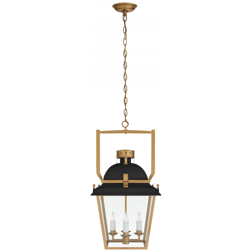 Visual Comfort Signature Coventry Lantern Pendant Matte Black and Antique-Burnished Brass