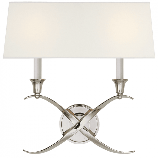 Visual Comfort Signature Cross Bouillotte Large Sconce Polished Nickel