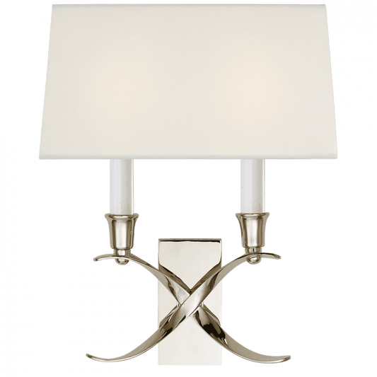 Visual Comfort Signature Cross Bouillotte Small Sconce Polished Nickel