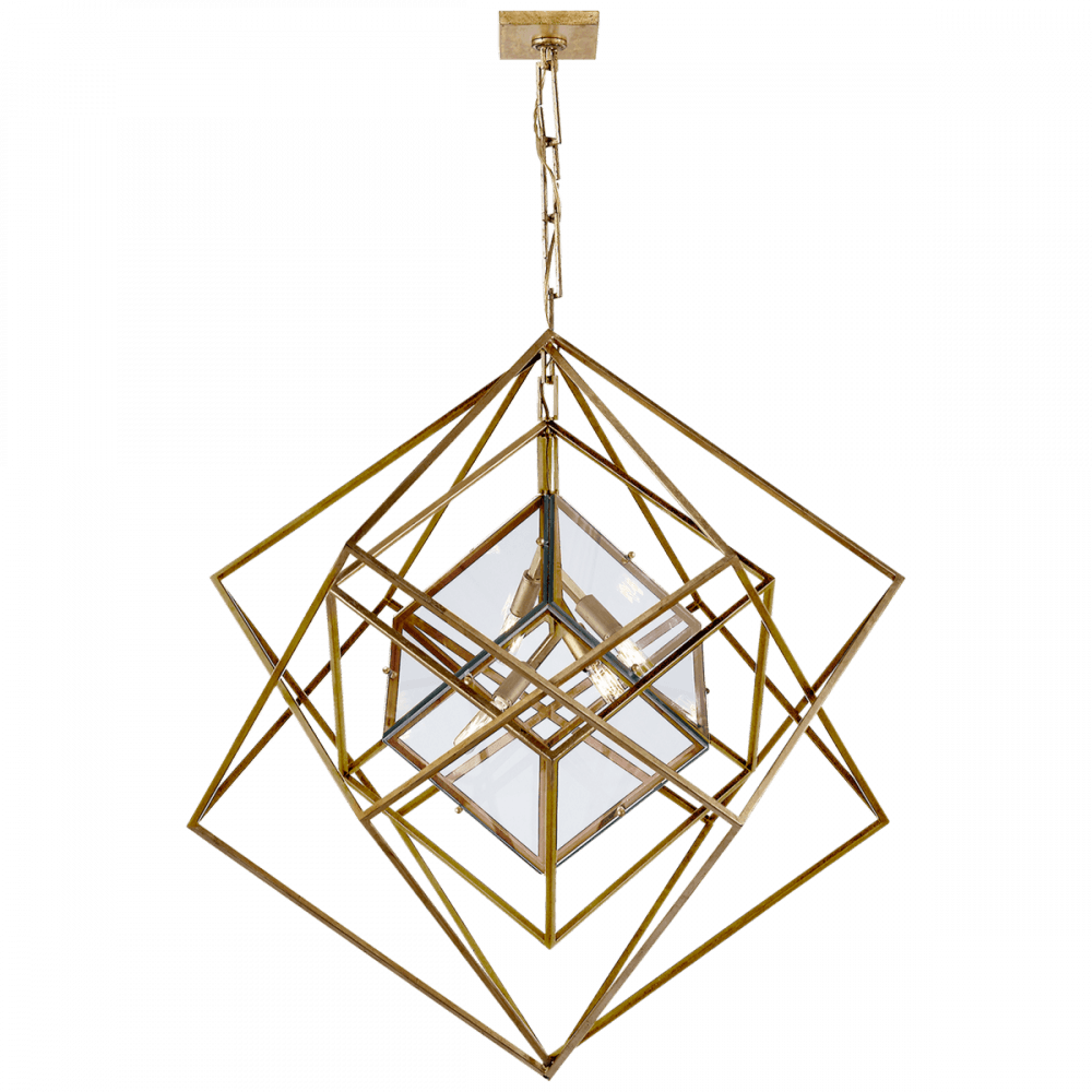 Visual Comfort & Co. Signature Collection Cubist Chandelier, 4-Light, Gild, 31.25"W (KW 5021G-CG 2N4CP)