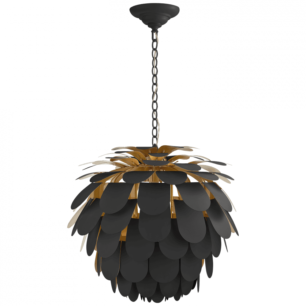 Visual Comfort & Co. Signature Collection Cynara Chandelier, 1-Light, Matte Black, 29"W (CHC 5157MBK/G CHYDJ)