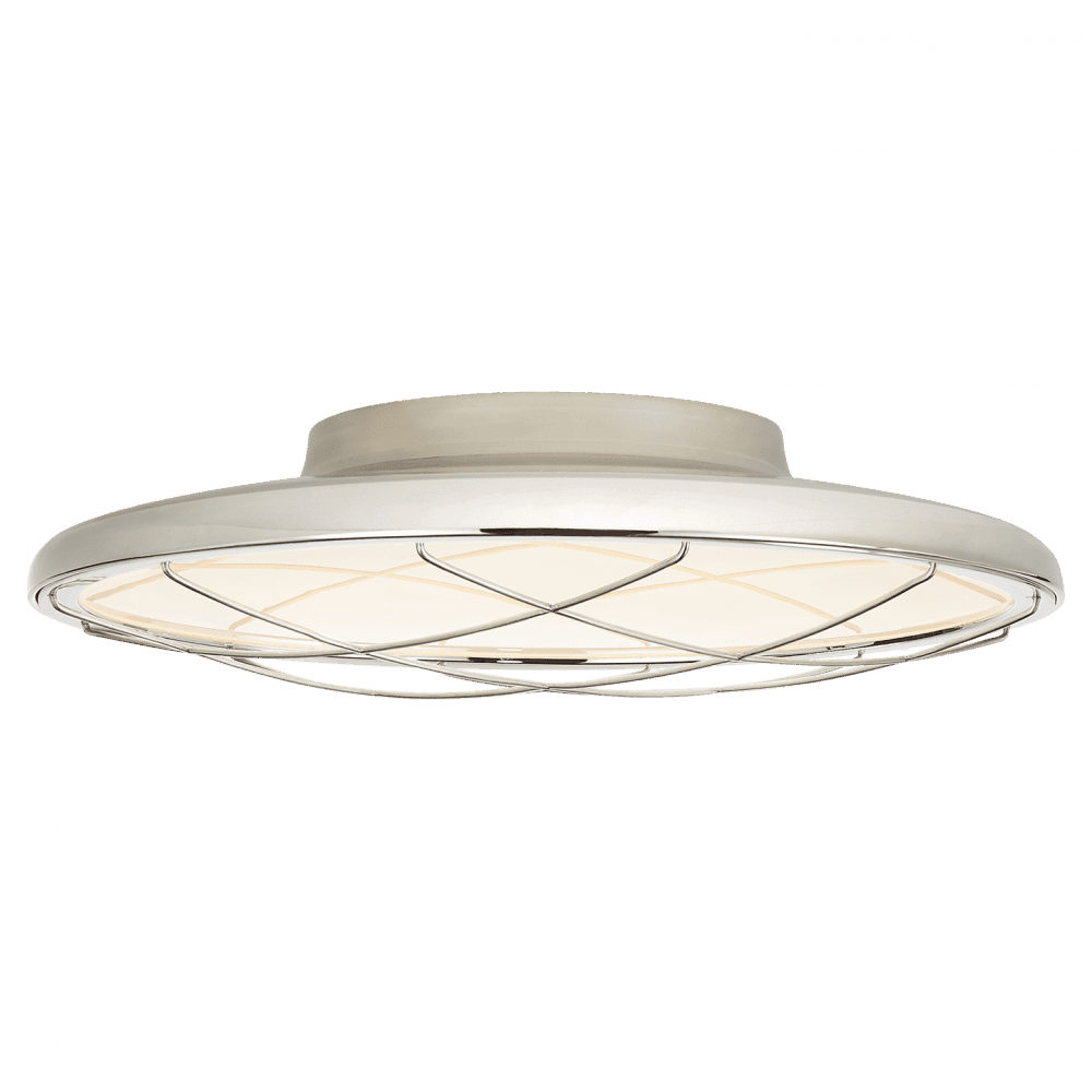 Visual Comfort & Co. Signature Collection Dot Flush Mount, Caged, LED, Polished Nickel, 13.75"W (PB 4001PN CHWE5)