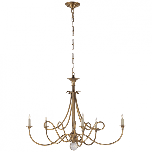 Visual Comfort Signature Double Twist Chandelier Hand-Rubbed Antique Brass
