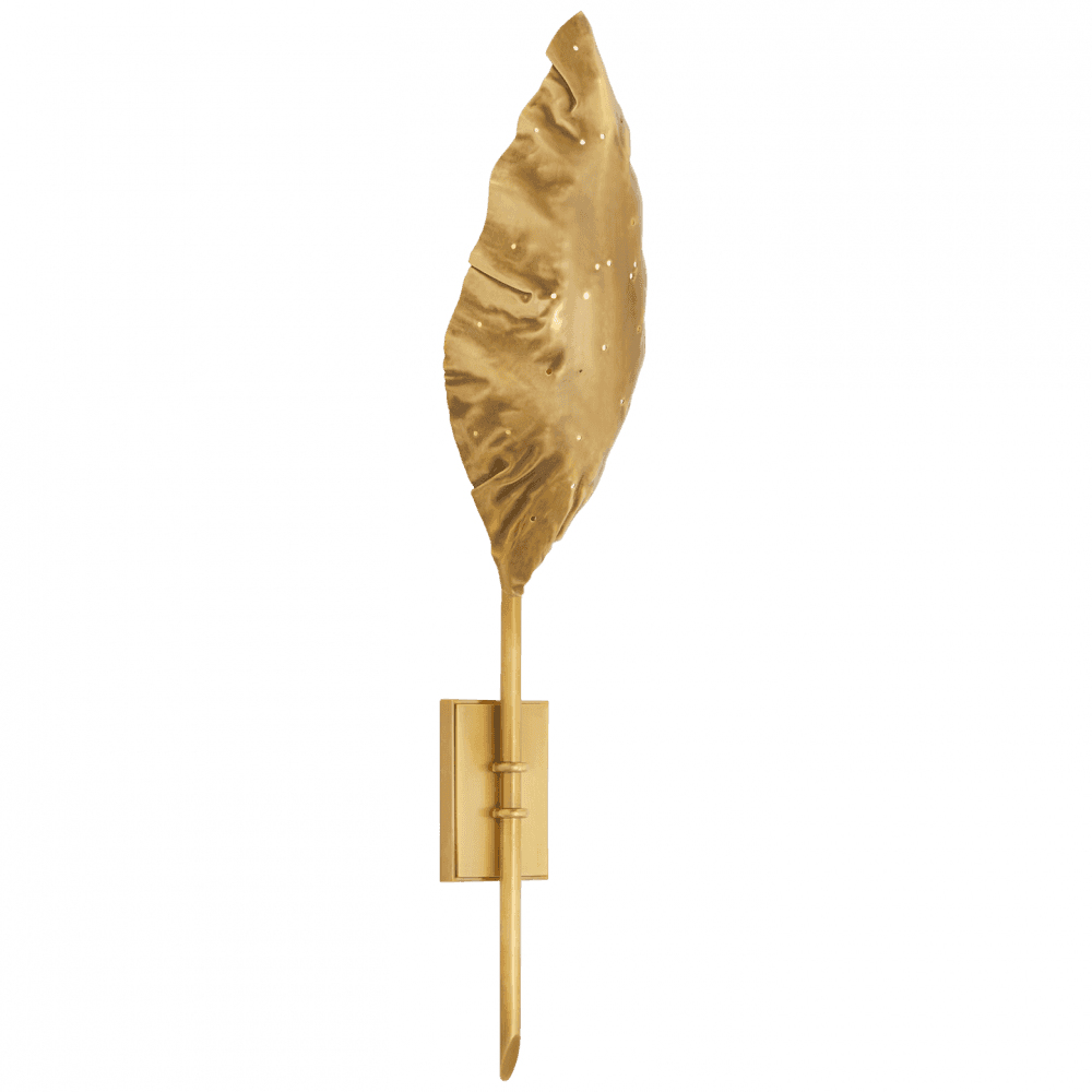 Visual Comfort Signature Dumaine Pierced Leaf Wall Sconce Antique-Burnished Brass