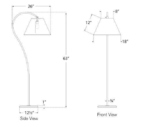 Visual Comfort Signature Dume Large Arched Floor Lamp Aged Iron
