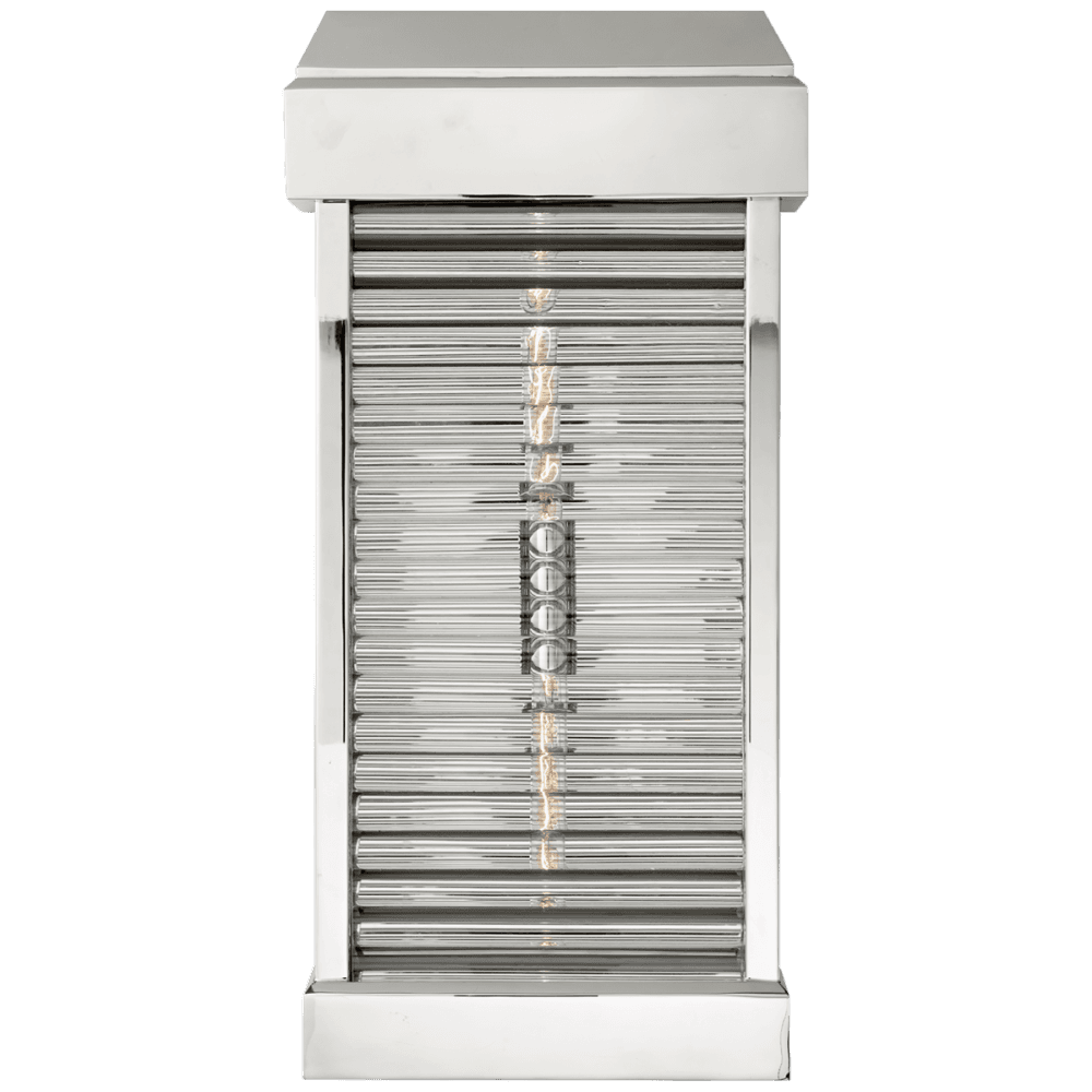Visual Comfort Signature Dunmore Curved Glass Louver Outdoor Wall Sconce Polished Nickel