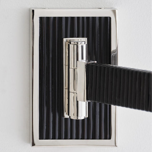 Visual Comfort & Co. Signature Collection Elle Swing Arm Sconce - Polished Nickel and Black Rattan
