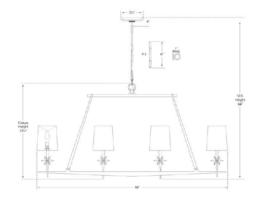 Visual Comfort Signature Etoile Linear Chandelier Gilded Iron