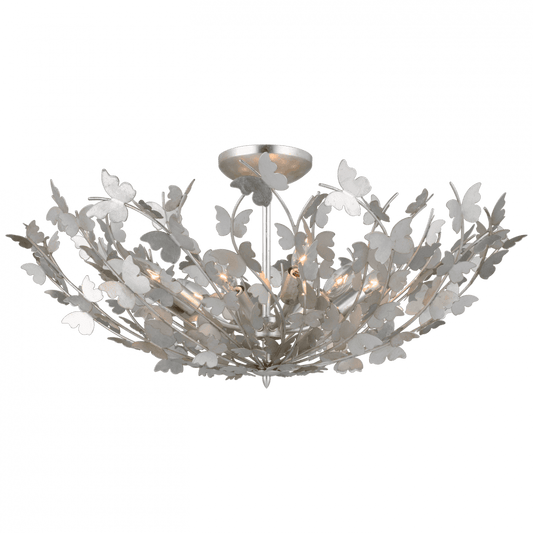 Visual Comfort Signature Farfalle Large Semi-Flush Mount Burnished Silver Leaf