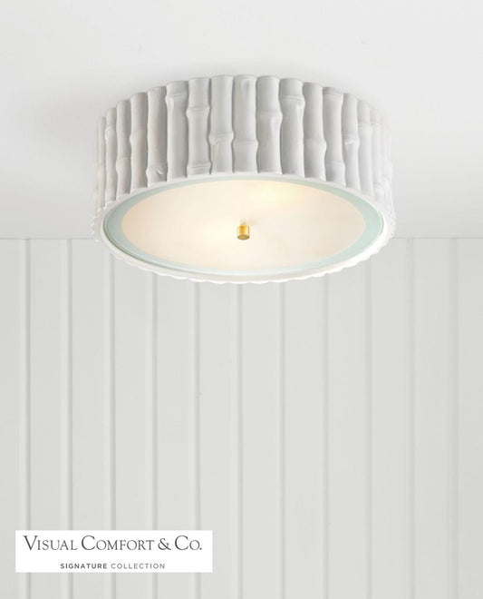 Visual Comfort & Co. Signature Collection Frank Flush Mount, 3-Light, Plaster White, Frosted Glass, 15"W (AH 4005WHT-FG 2K2PE)