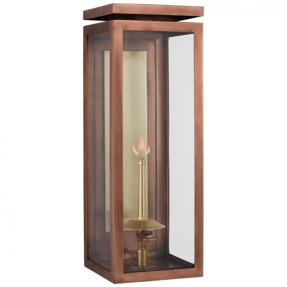 Visual Comfort Signature Fresno Medium 3/4 Gas Wall Lantern Soft Copper