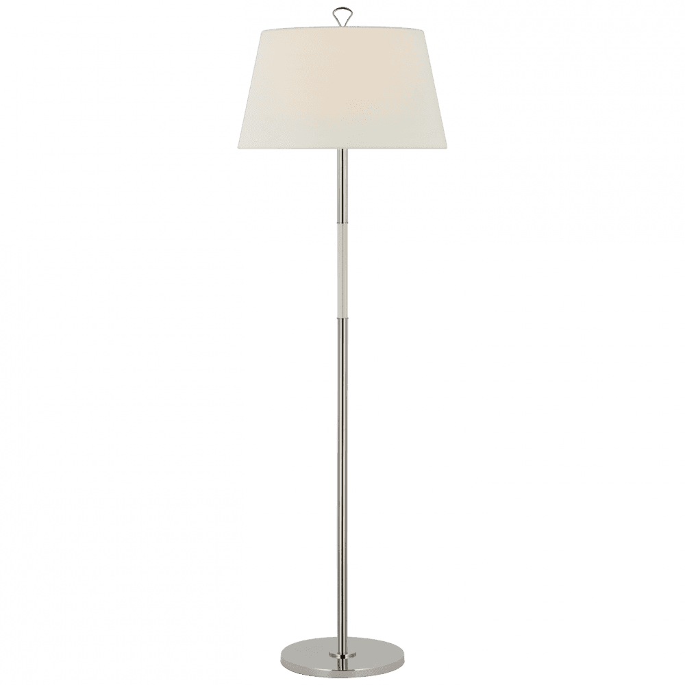 Visual Comfort Signature Griffin Large Floor Lamp Polished Nickel and Parchment Leather