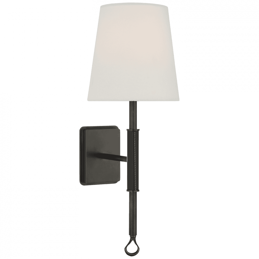 Visual Comfort Signature Griffin Wall Sconce Bronze and Chocolate Leather