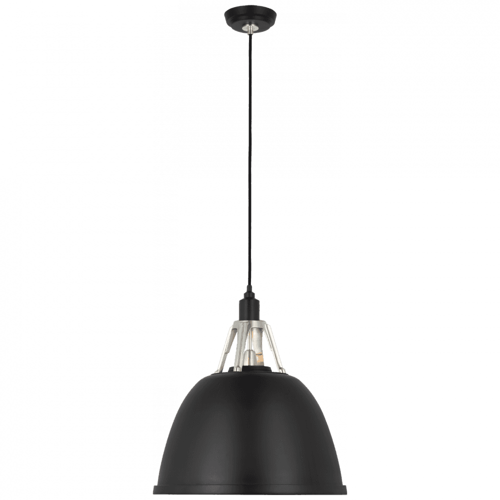 Visual Comfort & Co. Signature Collection Gunner Pendant - Black and Polished Aluminum 22"