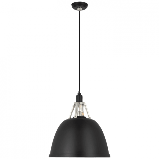 Visual Comfort & Co. Signature Collection Gunner Pendant - Black and Polished Aluminum 22"