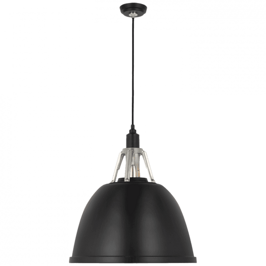 Visual Comfort Signature Gunner Pendant Black and Polished Aluminum