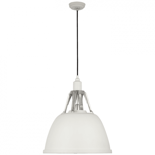 Visual Comfort Signature Gunner Pendant White and Polished Aluminum