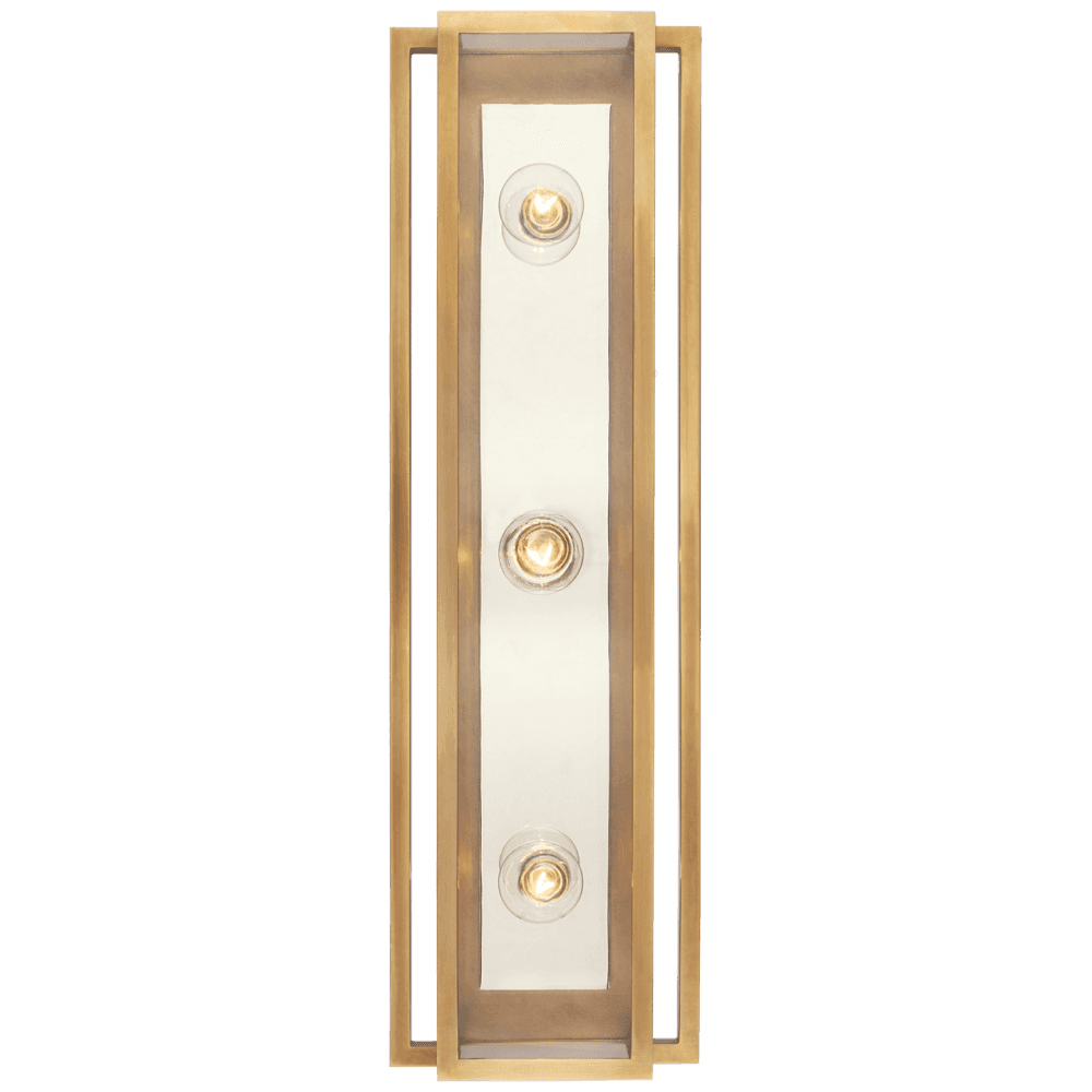Visual Comfort Signature Halle Vanity Light Hand-Rubbed Antique Brass and Polished Nick