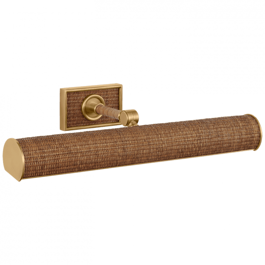 Visual Comfort Signature Halwell 18 Antique-Burnished Brass and Natural Woven R