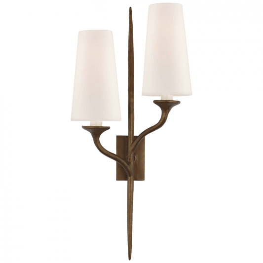 Visual Comfort Signature Iberia Double Right Wall Sconce Antique Bronze Leaf