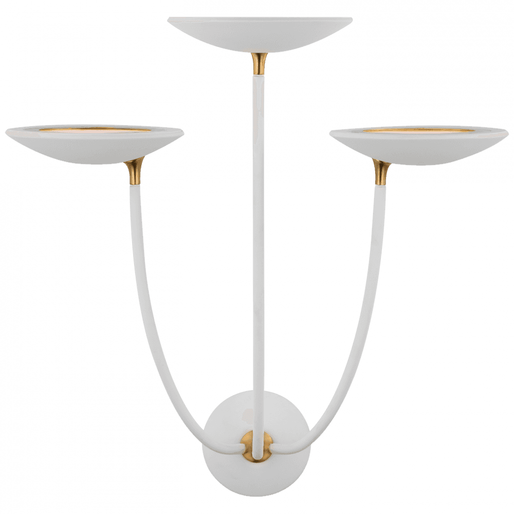 Visual Comfort & Co. Signature Collection Keira Large Triple Sconce - Hand-Rubbed Antique Brass and Matte White