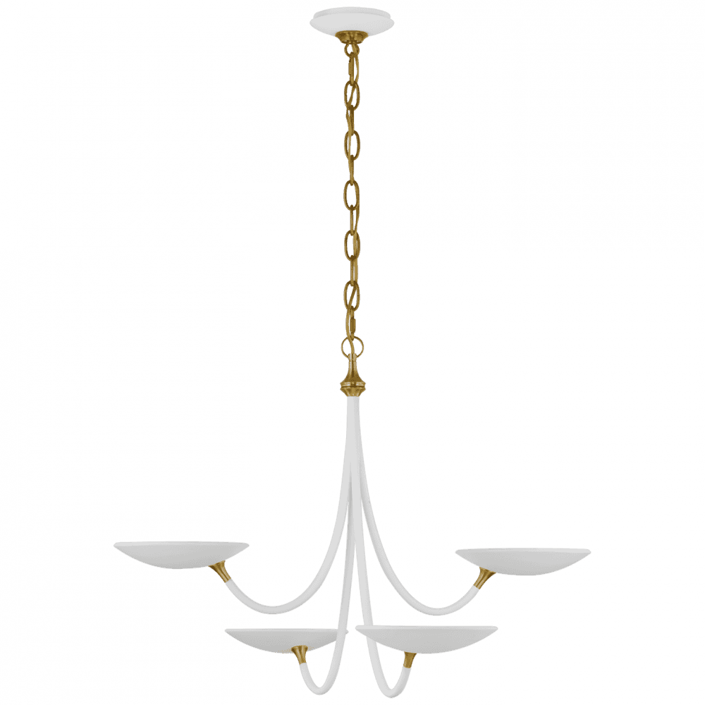 Visual Comfort Signature Keira Medium Chandelier Matte White and Hand-Rubbed Antique Brass