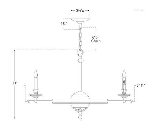 Visual Comfort & Co. Signature Collection Leaf and Arrow Chandelier, 8-Light, Bronze, 34.75"W (CHC 1447BZ 25N9P)