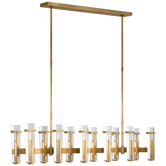 Visual Comfort Signature Malik Large Linear Chandelier Hand-Rubbed Antique Brass