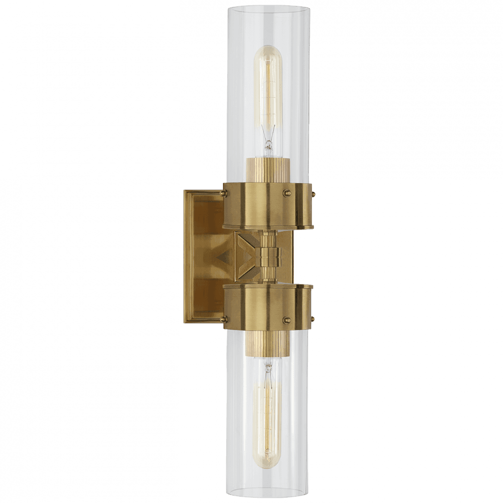 Visual Comfort Signature Marais Large Double Bath Wall Sconce Hand-Rubbed Antique Brass