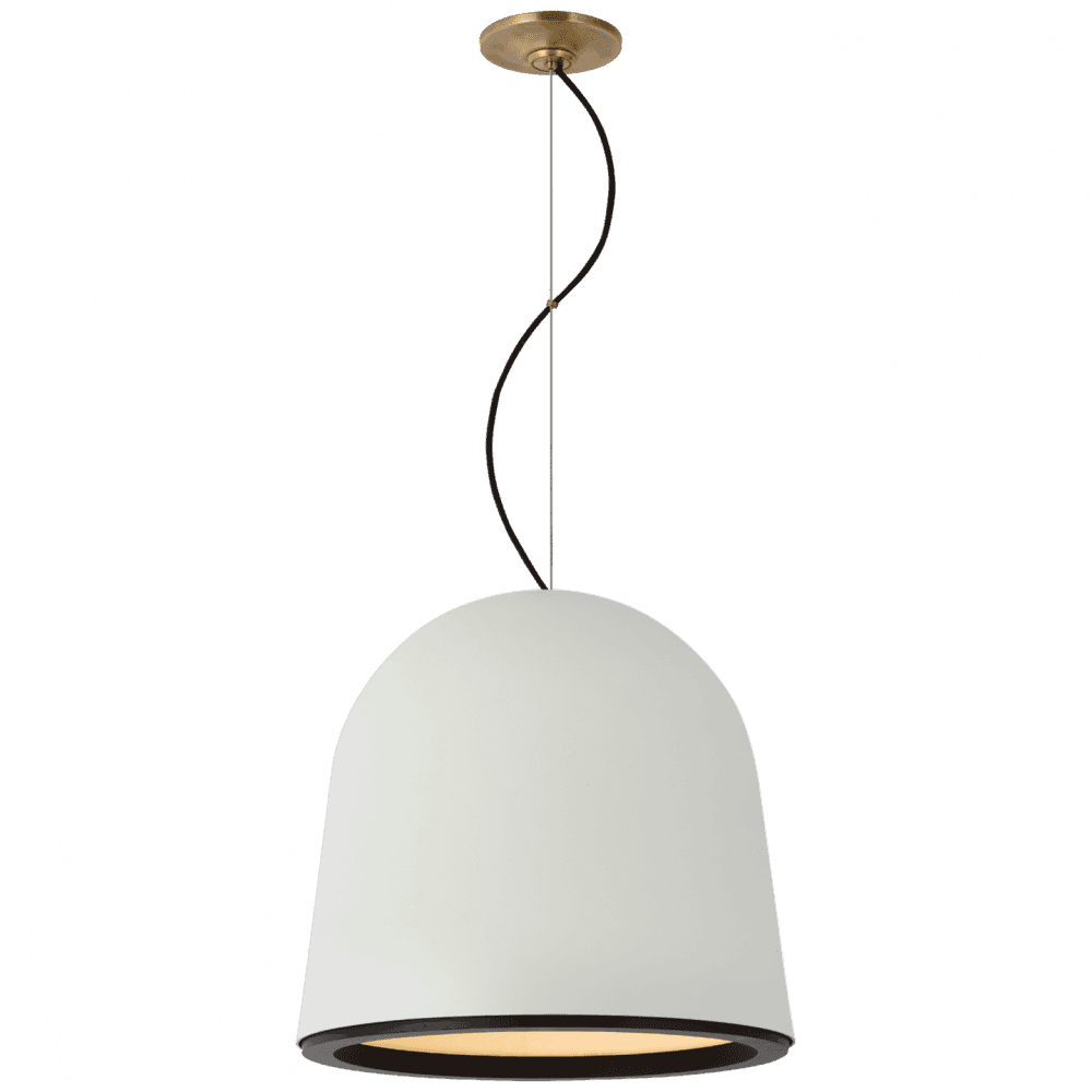 Visual Comfort Signature Murphy Medium Pendant Plaster White and Dark Teak