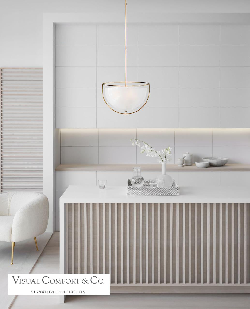 Visual Comfort & Co. Signature Collection Odeon Large Pendant - Hand-Rubbed Antique Brass