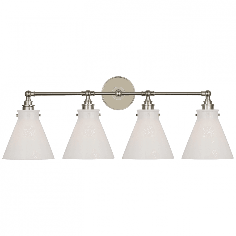 Visual Comfort & Co. Signature Collection Parkington Bath Bar - Polished Nickel and White Glass 32.5"