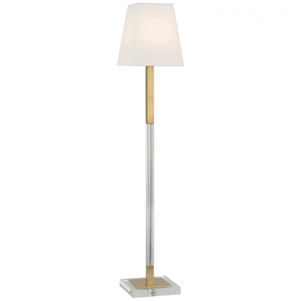 Visual Comfort Signature Reagan Medium Reading Floor Lamp Polished Nickel and Crystal