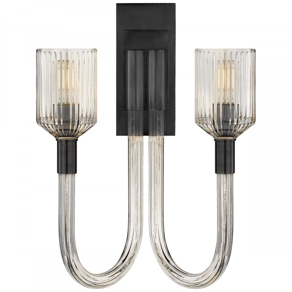 Visual Comfort Signature Reverie Wall Sconce Clear Ribbed Glass and Bronze