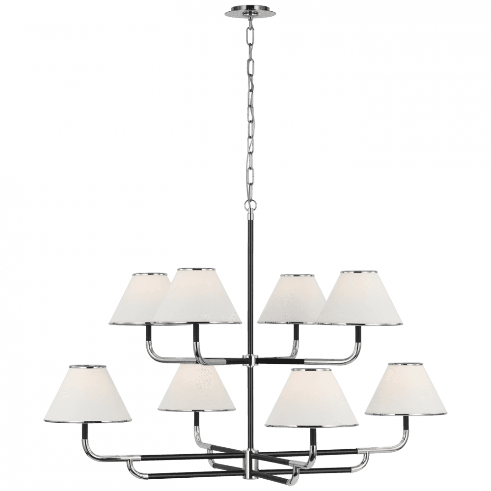 Visual Comfort Signature Rigby Grande Two-Tier Chandelier Polished Nickel and Ebony