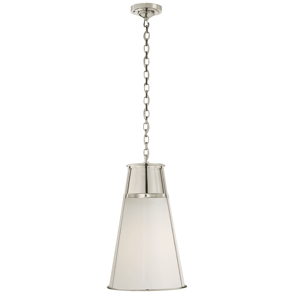 Visual Comfort & Co. Signature Collection Robinson Pendant, 1-Light, Polished Nickel, White Glass, 11.75"W (TOB 5753PN-WG 2V5PK)