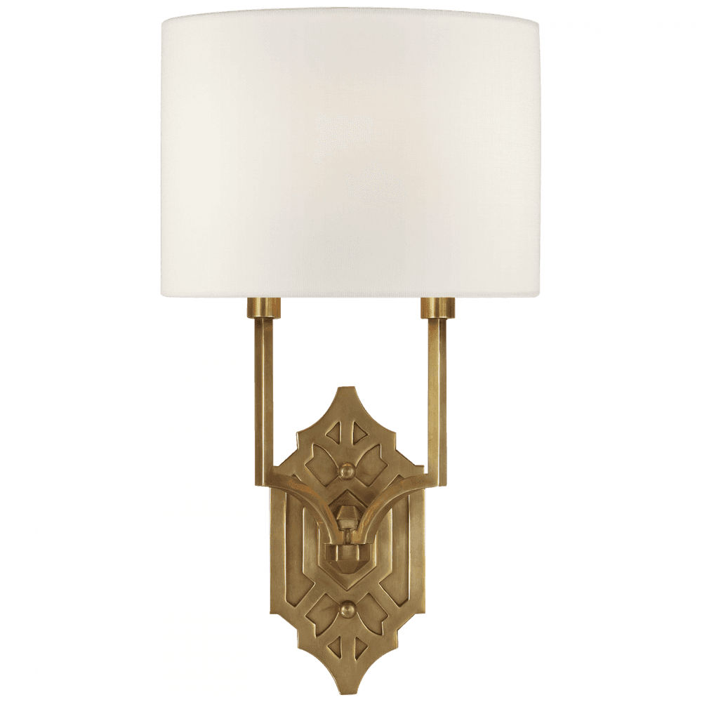 Visual Comfort Signature Silhouette Fretwork Wall Sconce Hand-Rubbed Antique Brass