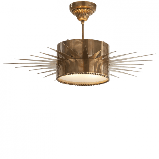 Visual Comfort Signature Soleil Semi-Flush Mount Hand-Rubbed Antique Brass