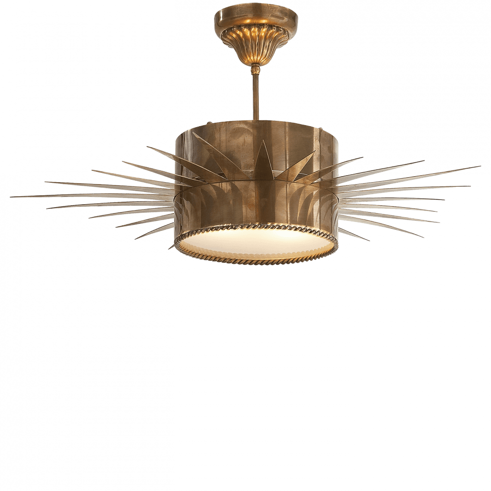 Visual Comfort Signature Soleil Semi-Flush Mount Hand-Rubbed Antique Brass