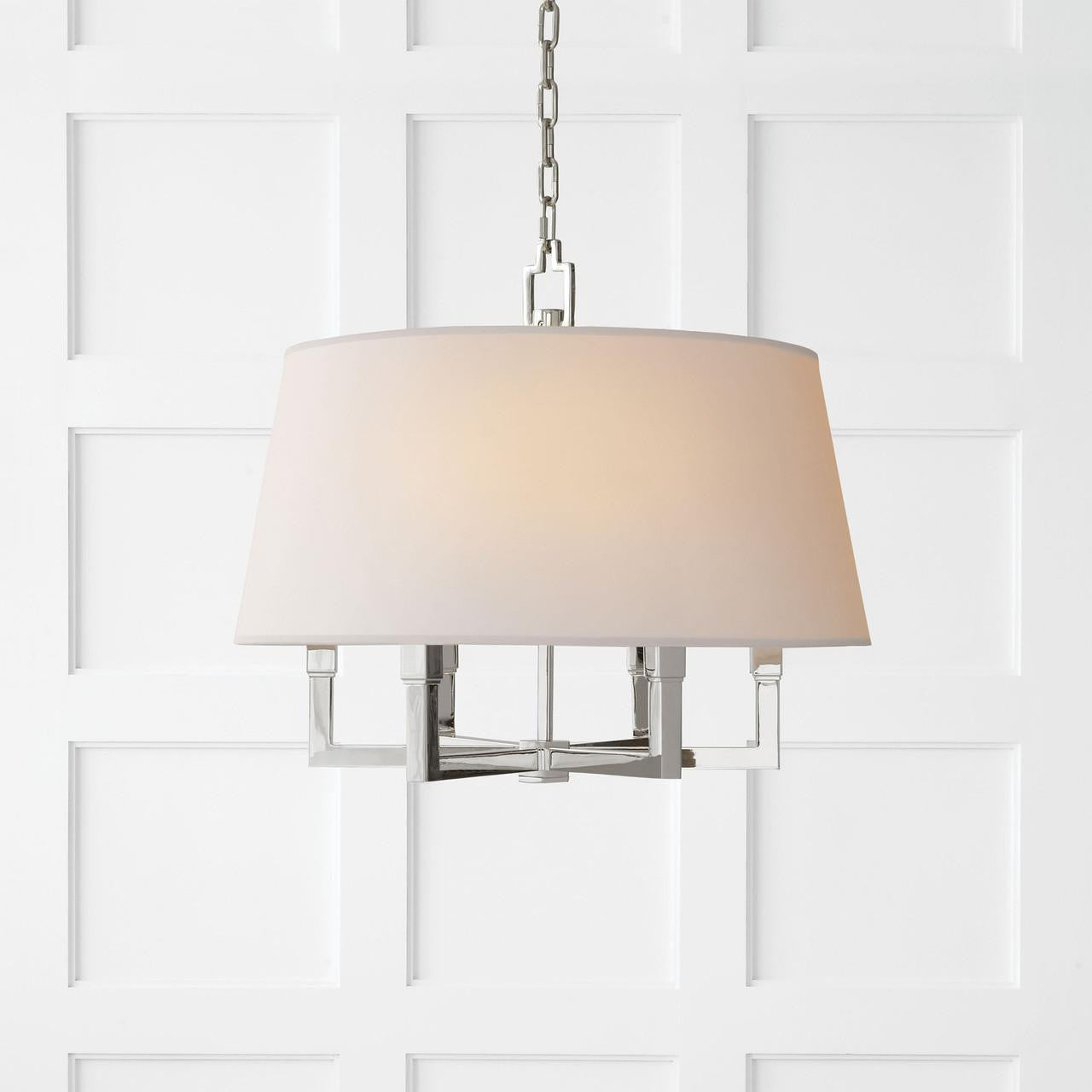 Visual Comfort & Co. Signature Collection Square Tube Chandelier, 6-Light, Polished Nickel, 24"W (SL 5820PN-NP 2CQJN)