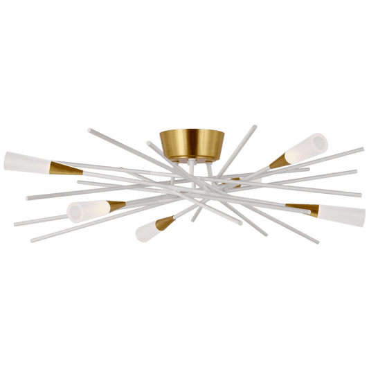 Visual Comfort Signature Stellar Flush Mount Matte White and Antique Brass